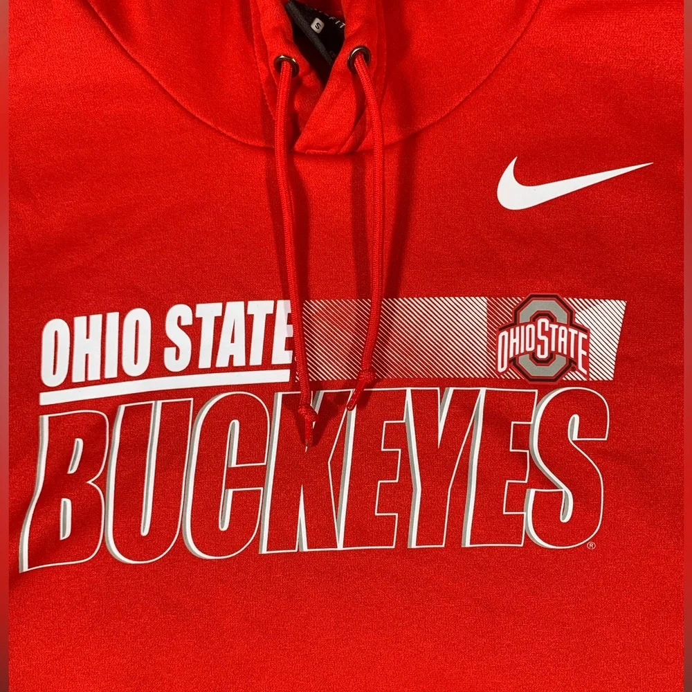 Nike Hoodie Men’s Sm Red Grey Ohio State‎ Buckeyes On-Field Pullover Dri Fit